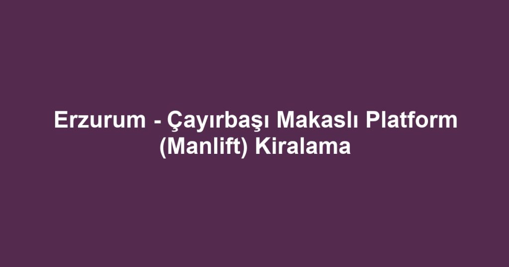 Erzurum - Çayırbaşı Makaslı Platform (Manlift) Kiralama