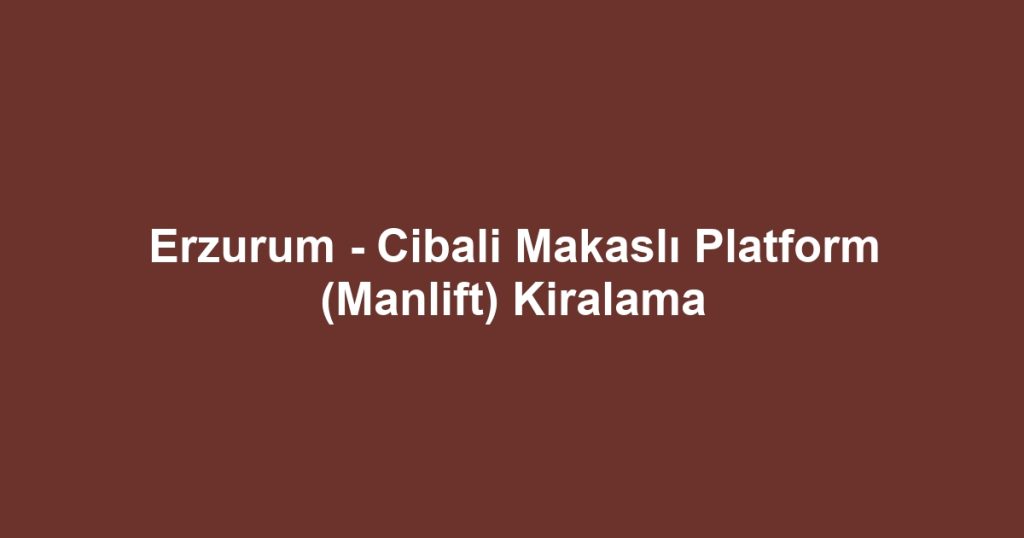 Erzurum - Cibali Makaslı Platform (Manlift) Kiralama