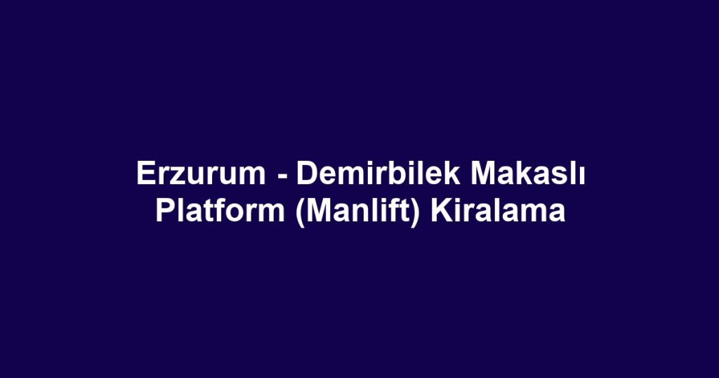 Erzurum - Demirbilek Makaslı Platform (Manlift) Kiralama