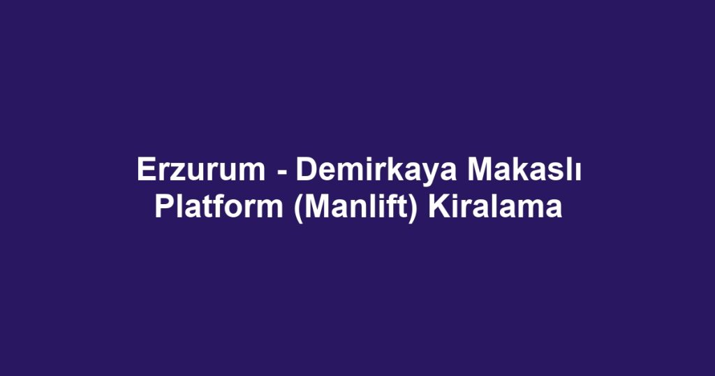 Erzurum - Demirkaya Makaslı Platform (Manlift) Kiralama