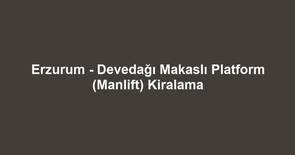 Erzurum - Devedağı Makaslı Platform (Manlift) Kiralama