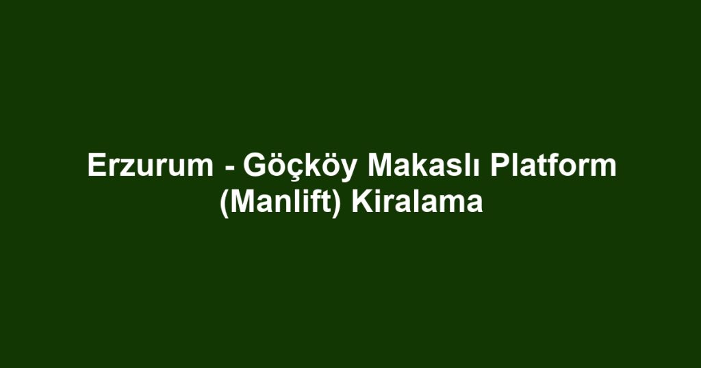 Erzurum - Göçköy Makaslı Platform (Manlift) Kiralama