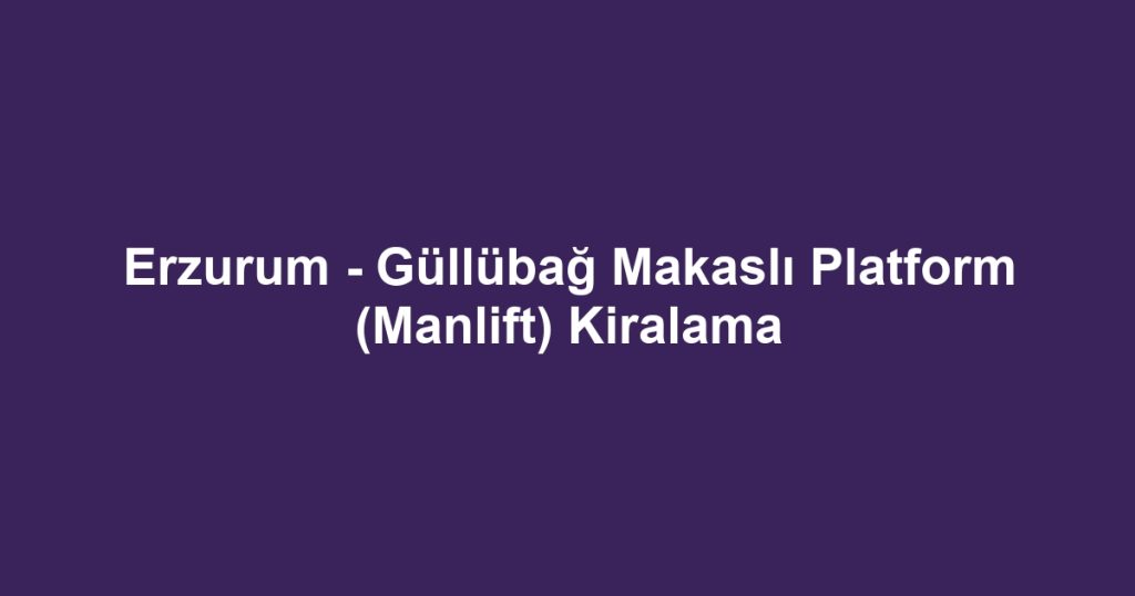 Erzurum - Güllübağ Makaslı Platform (Manlift) Kiralama