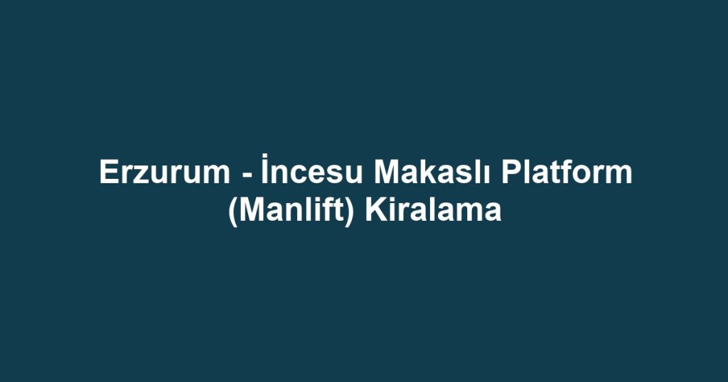 Erzurum - İncesu Makaslı Platform (Manlift) Kiralama
