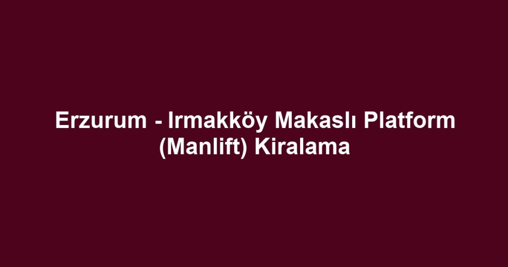 Erzurum - Irmakköy Makaslı Platform (Manlift) Kiralama