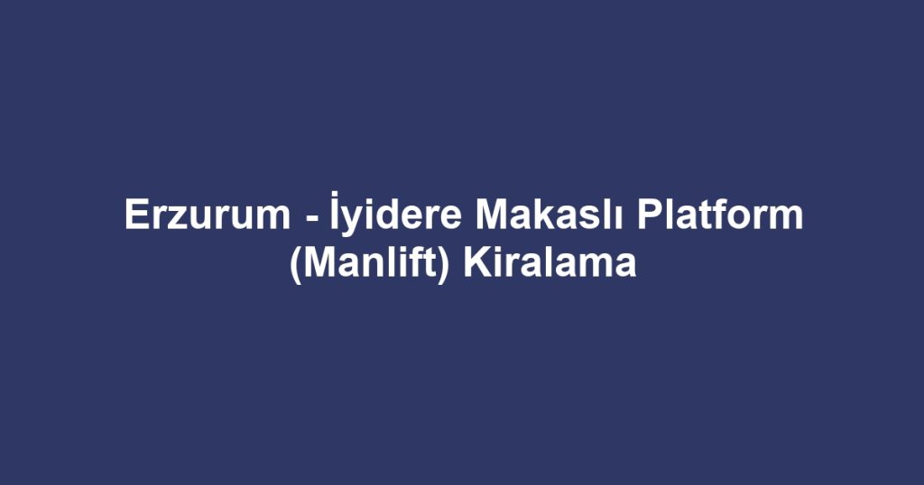 Erzurum - İyidere Makaslı Platform (Manlift) Kiralama