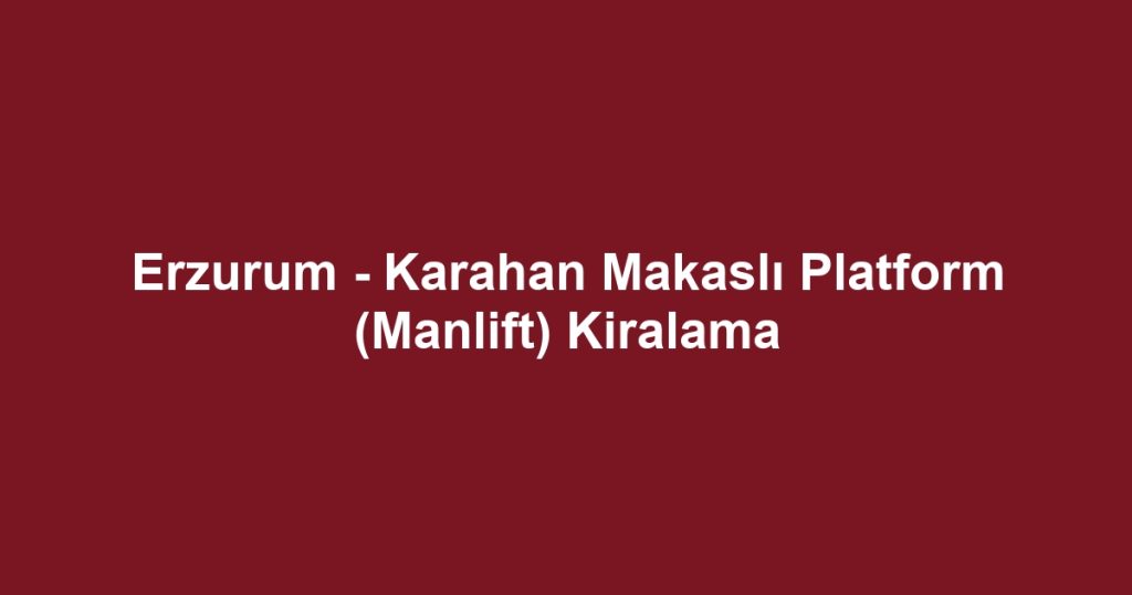 Erzurum - Karahan Makaslı Platform (Manlift) Kiralama