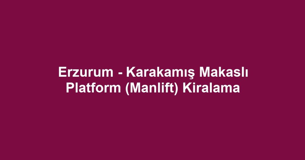 Erzurum - Karakamış Makaslı Platform (Manlift) Kiralama