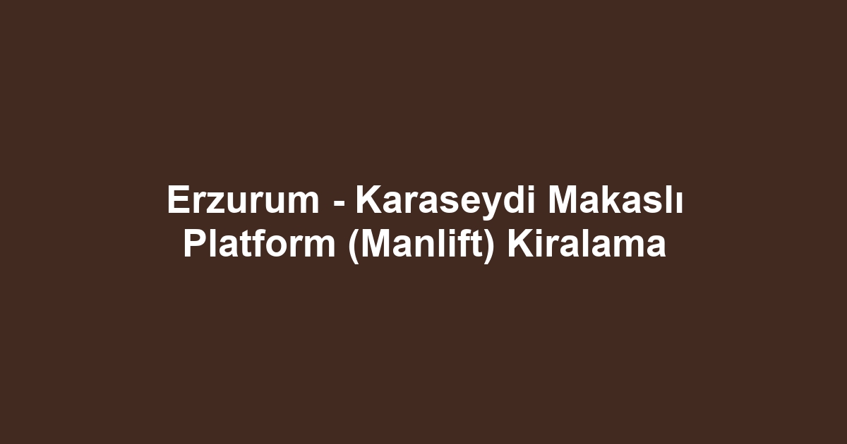 Erzurum - Karaseydi Makaslı Platform (Manlift) Kiralama