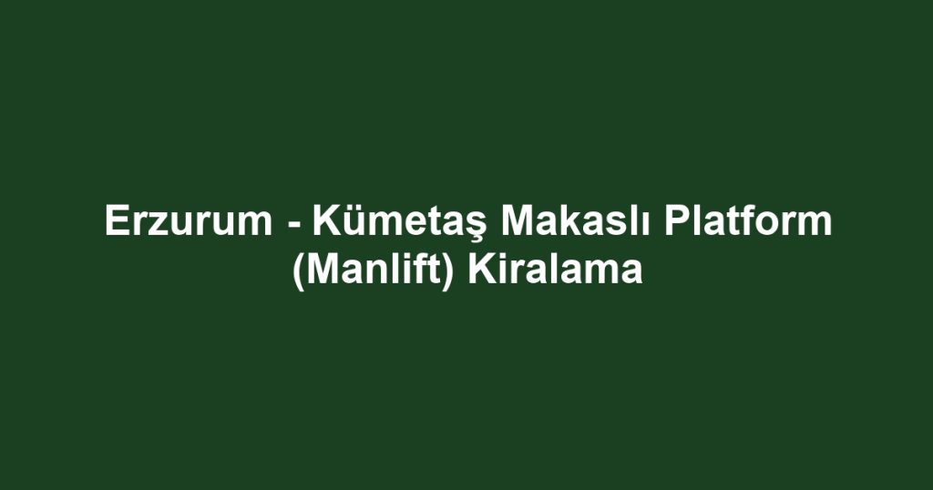 Erzurum - Kümetaş Makaslı Platform (Manlift) Kiralama