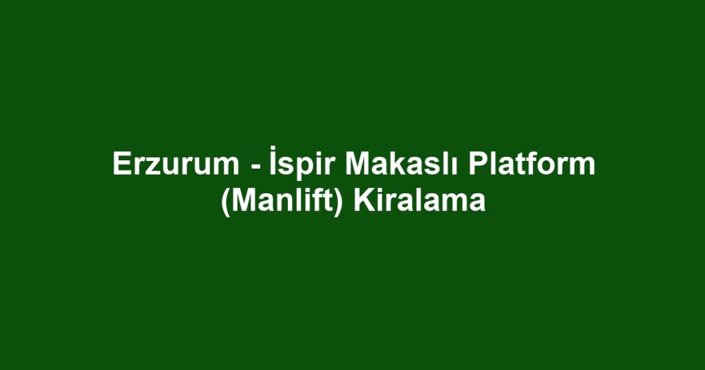 Erzurum - İspir Makaslı Platform (Manlift) Kiralama