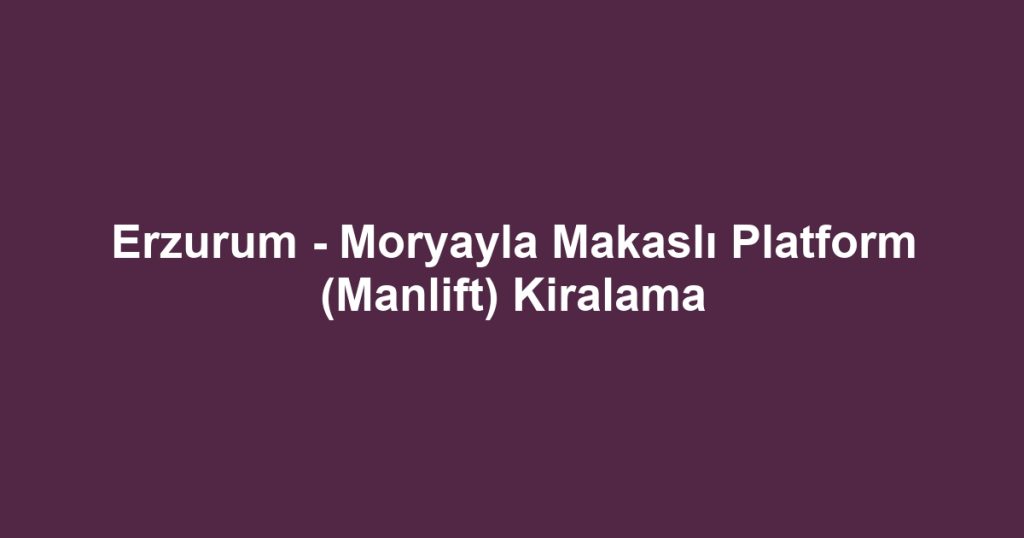 Erzurum - Moryayla Makaslı Platform (Manlift) Kiralama