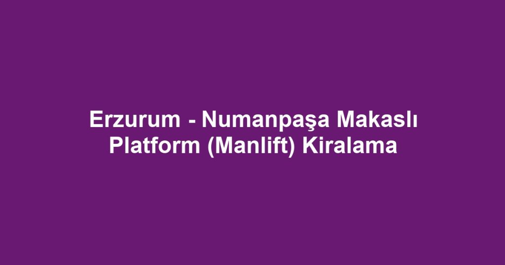 Erzurum - Numanpaşa Makaslı Platform (Manlift) Kiralama