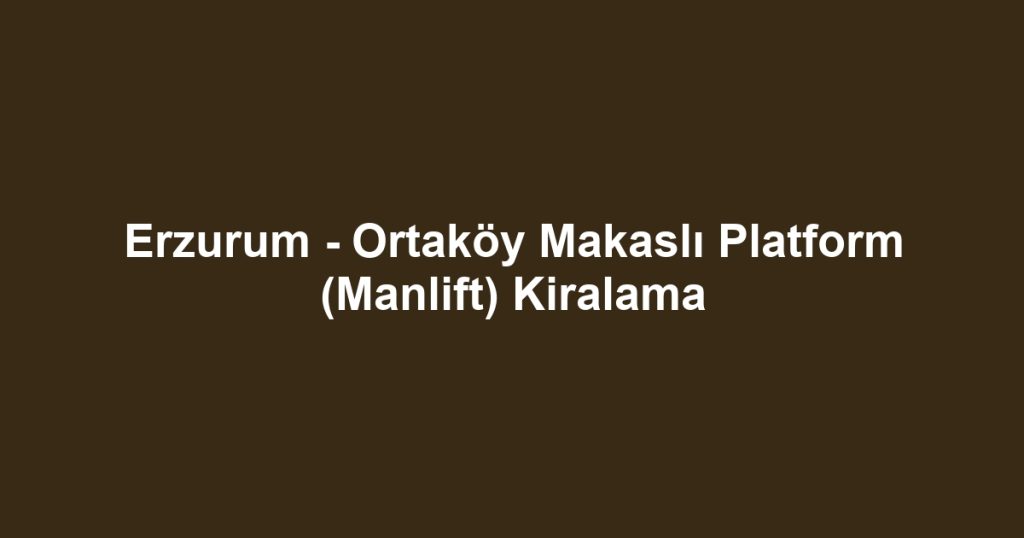 Erzurum - Ortaköy Makaslı Platform (Manlift) Kiralama