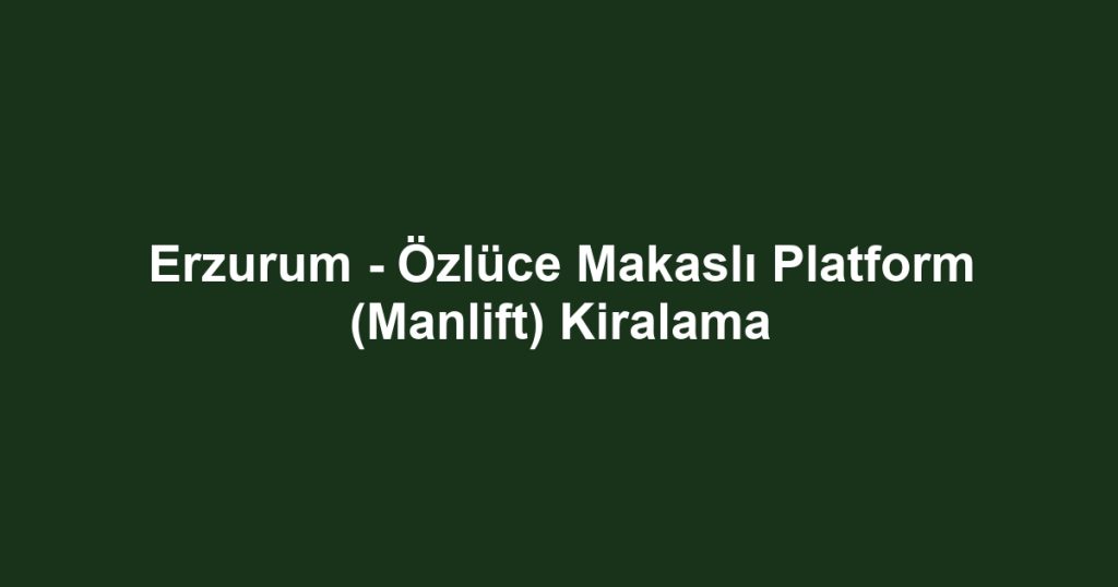 Erzurum - Özlüce Makaslı Platform (Manlift) Kiralama