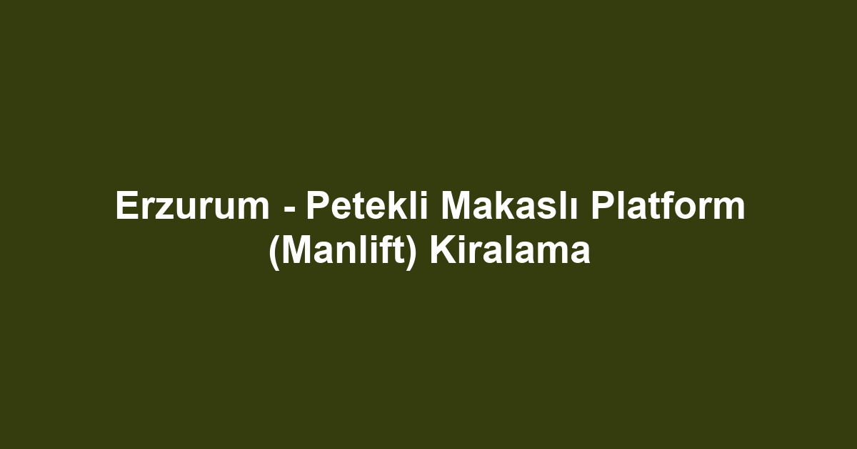 Erzurum - Petekli Makaslı Platform (Manlift) Kiralama