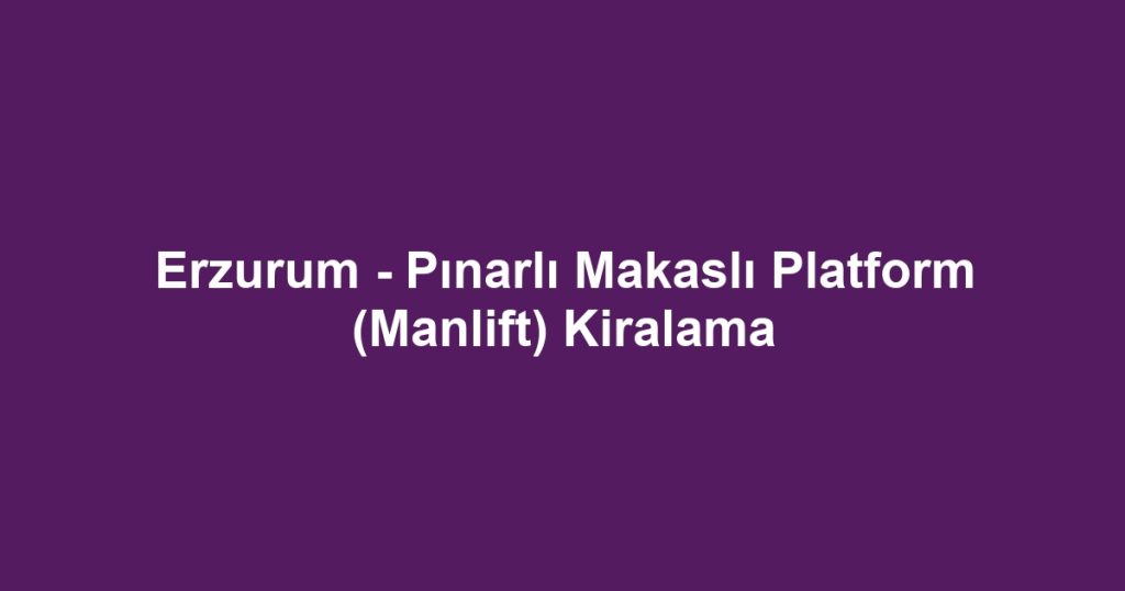 Erzurum - Pınarlı Makaslı Platform (Manlift) Kiralama