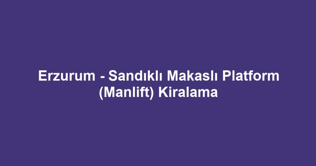 Erzurum - Sandıklı Makaslı Platform (Manlift) Kiralama