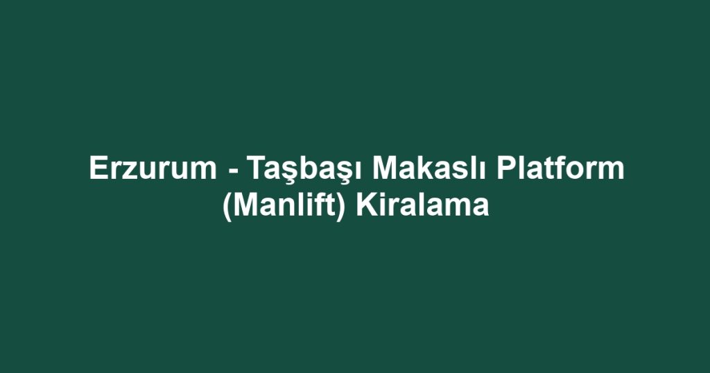 Erzurum - Taşbaşı Makaslı Platform (Manlift) Kiralama