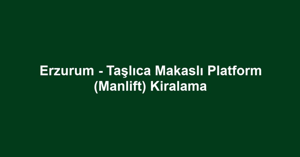 Erzurum - Taşlıca Makaslı Platform (Manlift) Kiralama