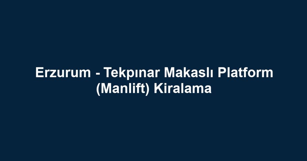 Erzurum - Tekpınar Makaslı Platform (Manlift) Kiralama