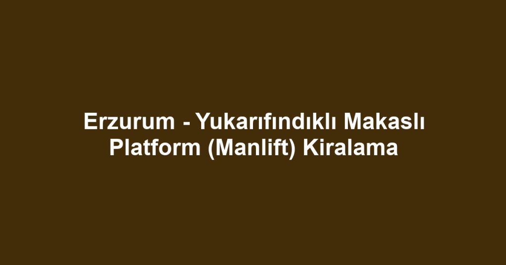 Erzurum - Yukarıfındıklı Makaslı Platform (Manlift) Kiralama