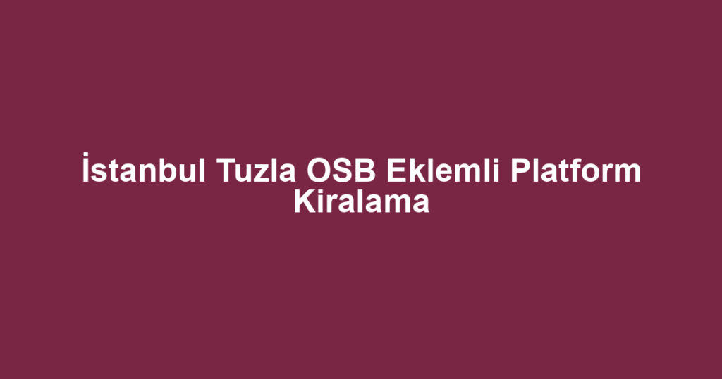 İstanbul Tuzla OSB Eklemli Platform Kiralama