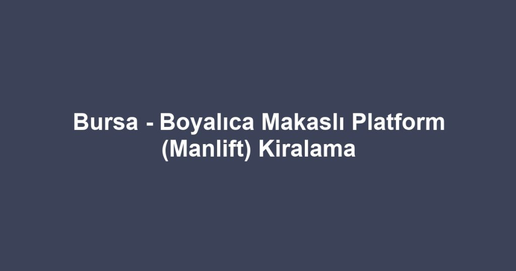 Bursa - Boyalıca Makaslı Platform (Manlift) Kiralama