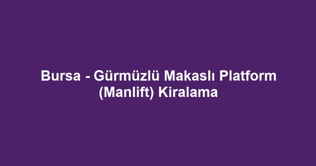 Bursa - Gürmüzlü Makaslı Platform (Manlift) Kiralama