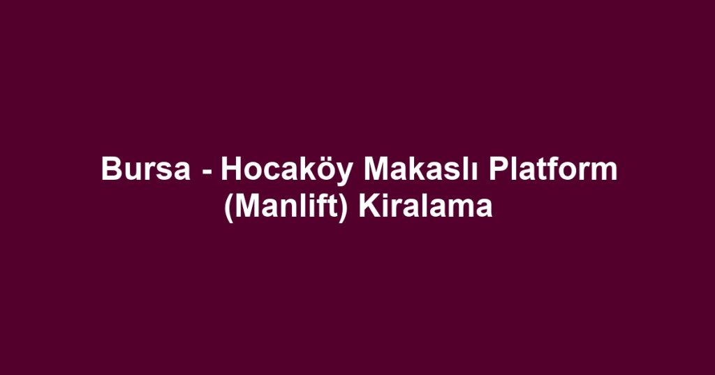 Bursa - Hocaköy Makaslı Platform (Manlift) Kiralama