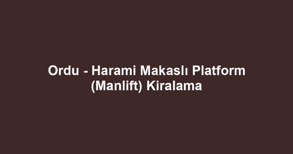 Ordu - Harami Makaslı Platform (Manlift) Kiralama