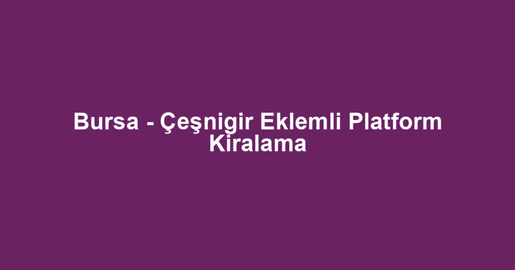 Bursa - Çeşnigir Eklemli Platform Kiralama