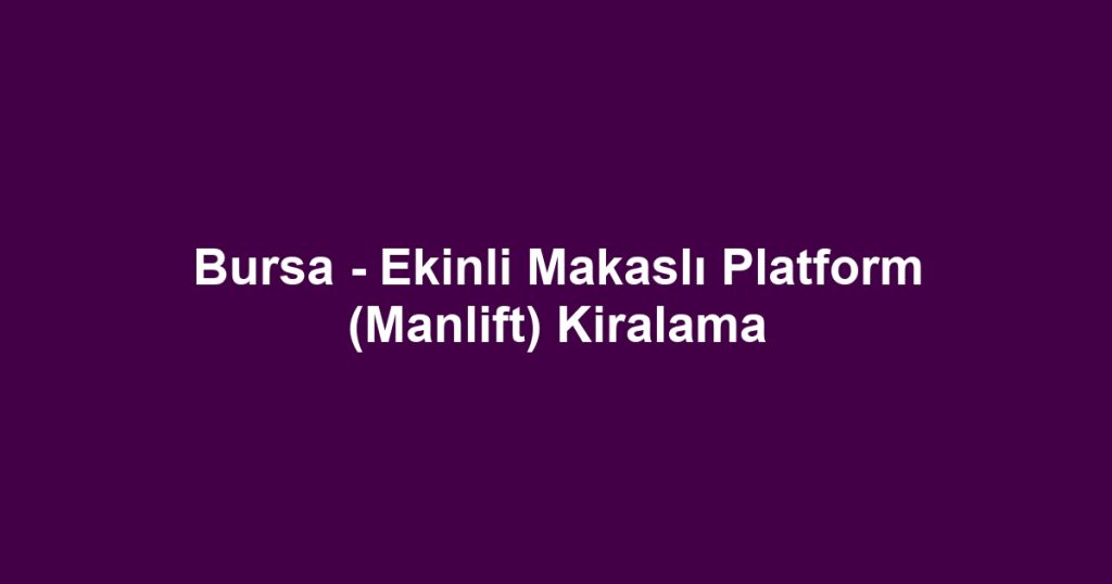 Bursa - Ekinli Makaslı Platform (Manlift) Kiralama