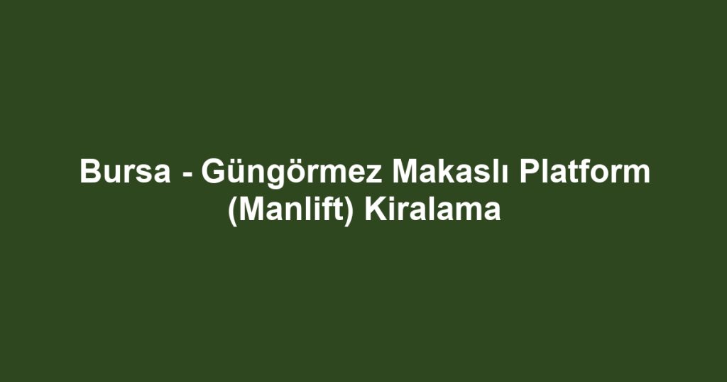 Bursa - Güngörmez Makaslı Platform (Manlift) Kiralama