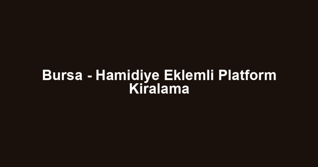 Bursa - Hamidiye Eklemli Platform Kiralama