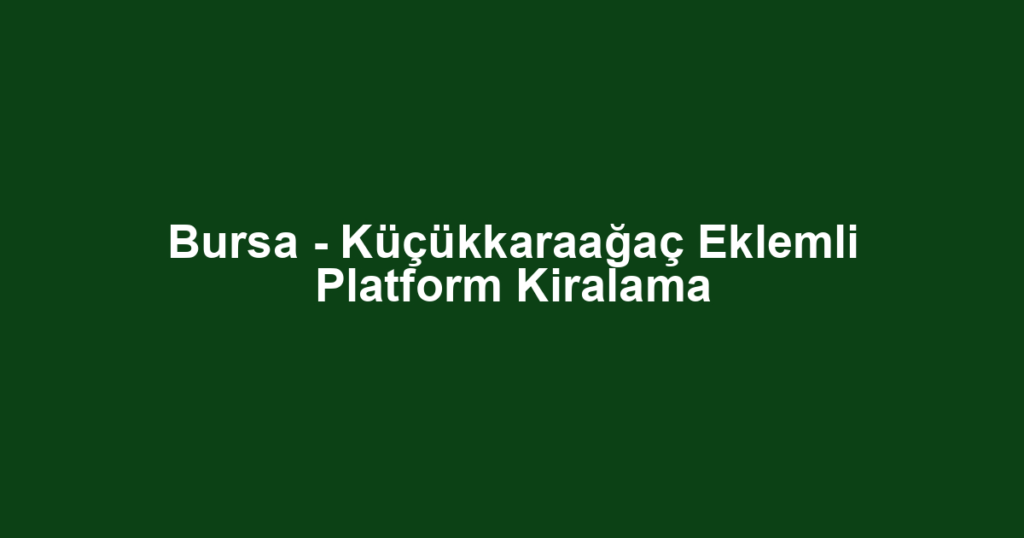 Bursa - Küçükkaraağaç Eklemli Platform Kiralama