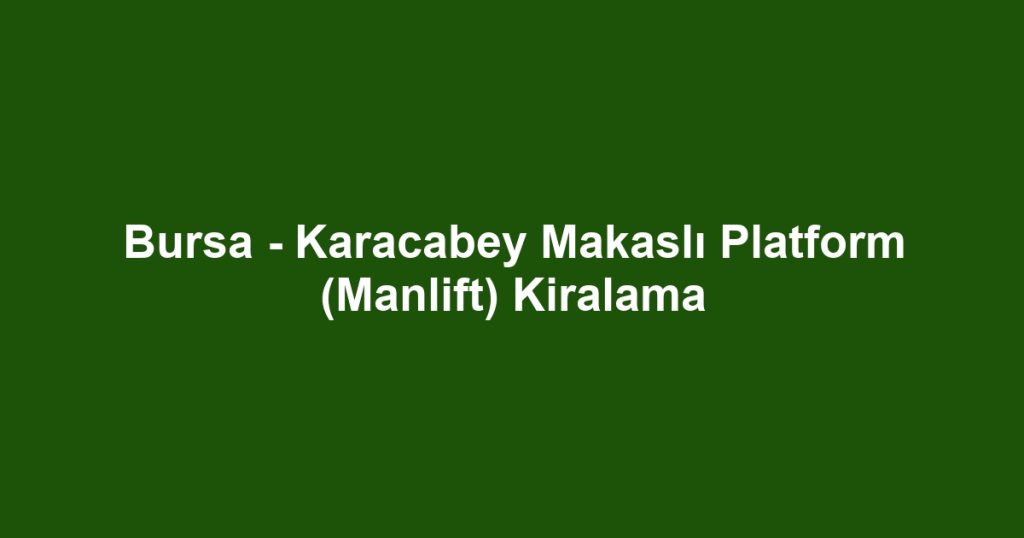 Bursa - Karacabey Makaslı Platform (Manlift) Kiralama