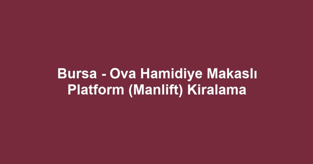 Bursa - Ova Hamidiye Makaslı Platform (Manlift) Kiralama