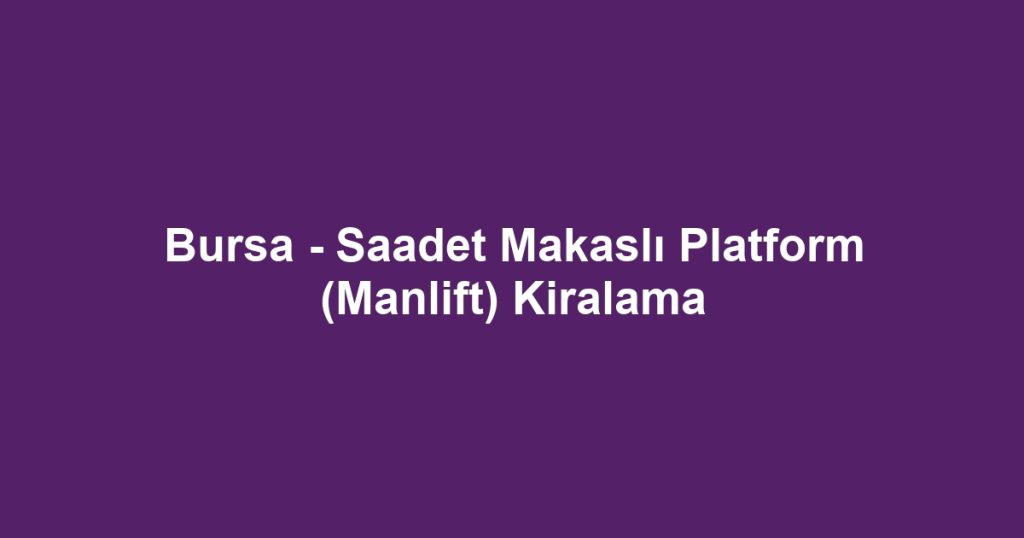 Bursa - Saadet Makaslı Platform (Manlift) Kiralama