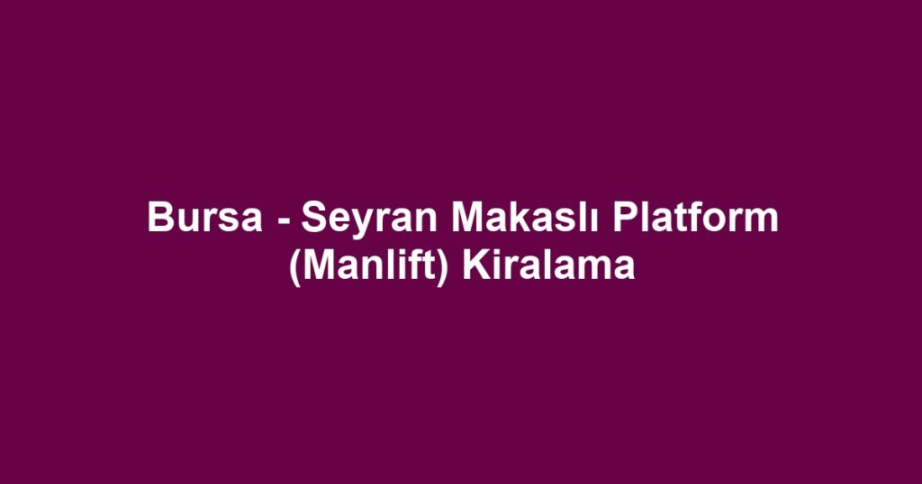 Bursa - Seyran Makaslı Platform (Manlift) Kiralama