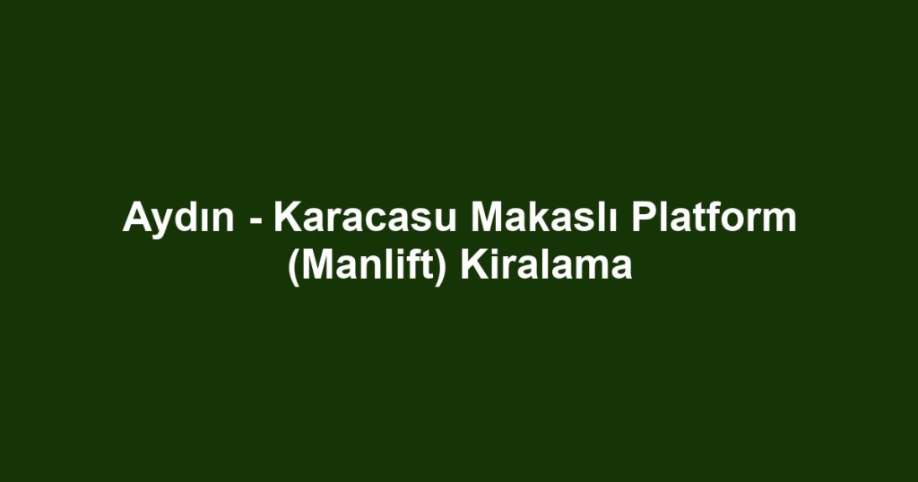 Aydın - Karacasu Makaslı Platform (Manlift) Kiralama