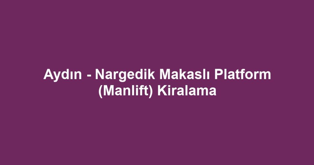 Aydın - Nargedik Makaslı Platform (Manlift) Kiralama