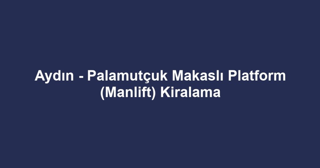 Aydın - Palamutçuk Makaslı Platform (Manlift) Kiralama