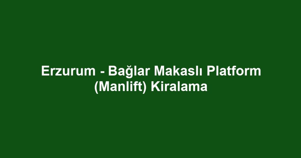 Erzurum - Bağlar Makaslı Platform (Manlift) Kiralama