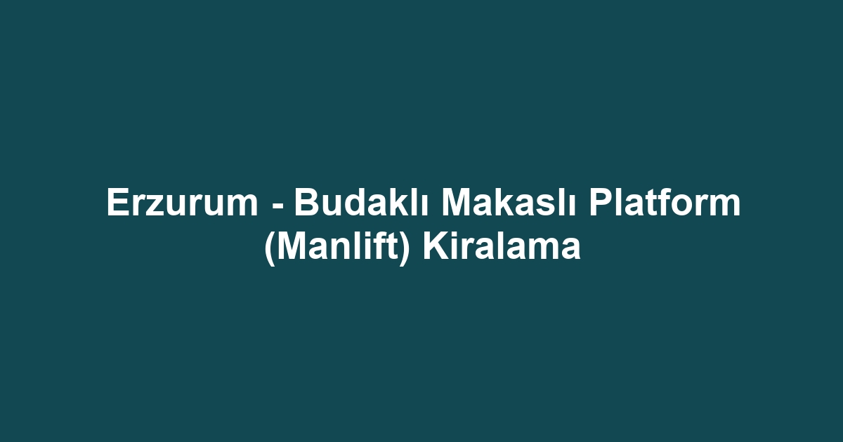 Erzurum - Budaklı Makaslı Platform (Manlift) Kiralama