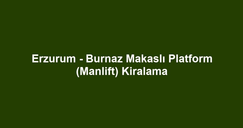 Erzurum - Burnaz Makaslı Platform (Manlift) Kiralama
