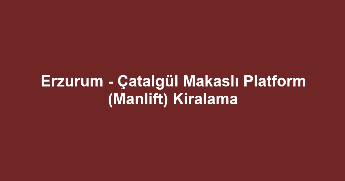 Erzurum - Çatalgül Makaslı Platform (Manlift) Kiralama