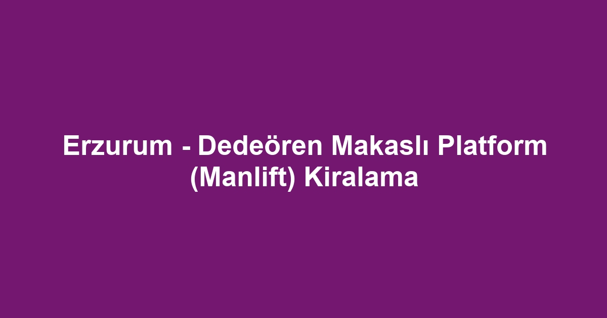 Erzurum - Dedeören Makaslı Platform (Manlift) Kiralama