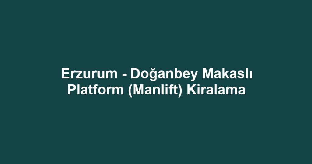 Erzurum - Doğanbey Makaslı Platform (Manlift) Kiralama