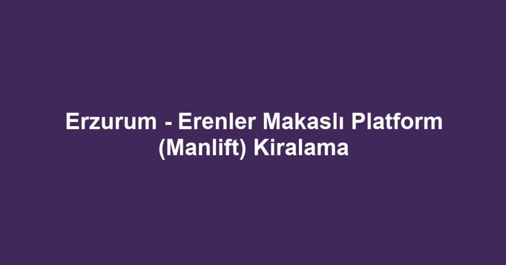 Erzurum - Erenler Makaslı Platform (Manlift) Kiralama